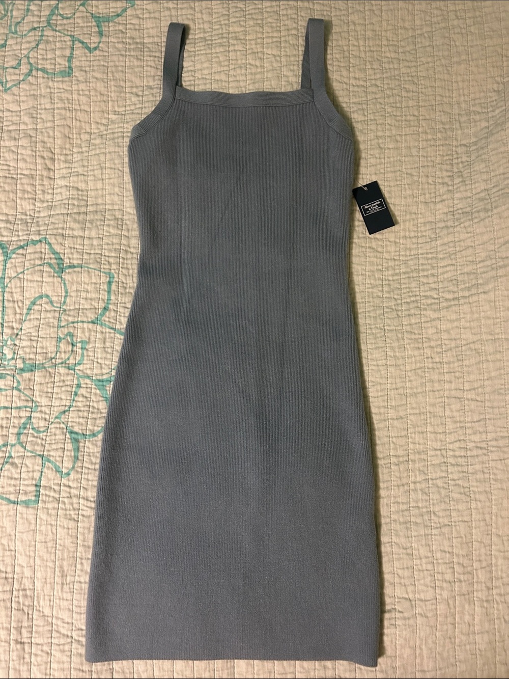 Abercrombie & Fitch Blue-Gray Ribbed Knit Mini Dress